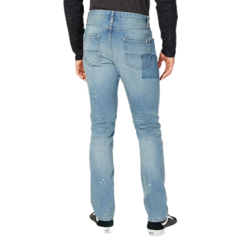 American Rag Mens Jean 32x30 Drift Wash Paint Splatter Slim Stretch Blue - Picture 3 of 5